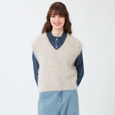 ★美品★LANVIN COLLECTION★シャギー ファー ベスト★アルパカ★ ☆美品☆LANVIN COLLECTION☆シャギー ファー ベスト☆アルパカ