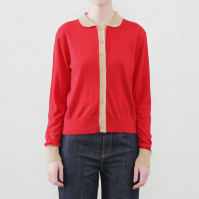 WEB＆一部店舗限定】バイカラーニットポロカーディガン