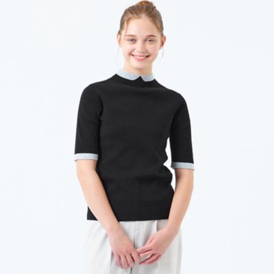【２０２５年春夏モデル】Ｃｌｅｒｉｃ　Ｃｏｌｌａｒ　Ｋｎｉｔ　ハーフスリーブ（Ｈ５Ｎ５２５７０＿＿）