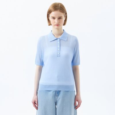 nknit リブ編み ホワイトポロシャツ♡ nknit リブ編み ホワイトポロシャツ♡