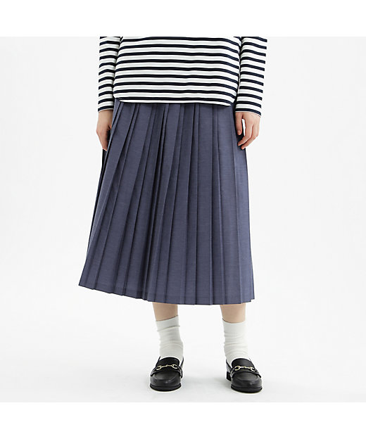 【SALE】タイプライタープリーツスカート アオ ひざ丈スカート