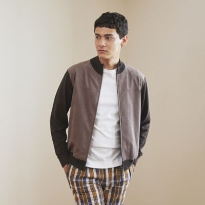＜Paul Stuart (Men)＞コットンニット×ウルトラスエードコンビブルゾン（Ｊ１Ｆ７１１２２＿＿）