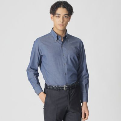 シャンブレーデニム調ドレスシャツ（反応染）（Ｊ１Ｌ１５５３０＿＿）
