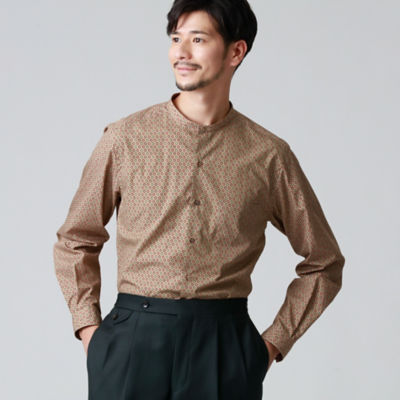 ヴィンテージプリントバンドカラーシャツ（カジュアルシャツ