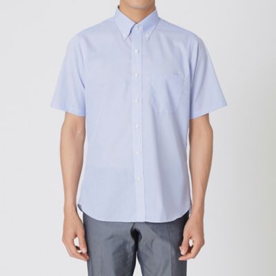 【形態安定／高通気／クールビズ】シャンブレーメッシュ半袖ボタンダウンシャツ（Ｊ１Ｍ３２５４０＿＿）