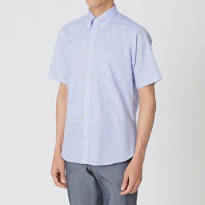 【形態安定／高通気／クールビズ】シャンブレーメッシュ半袖ボタンダウンシャツ（Ｊ１Ｍ３２５４０＿＿）