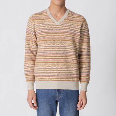 フェアアイル柄Vネックセーター（J1N25614＿＿） | Paul