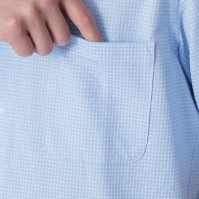 ホリゾンタルカラーコットンニットミニチェックサッカーシャツ／サマーシャツ（クールビズ／ビジネスカジュアル対応）（Ｊ１Ｐ４３１３６＿＿）