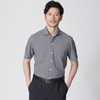 ホリゾンタルカラーコットンニットミニチェックサッカーシャツ／サマーシャツ（クールビズ／ビジネスカジュアル対応）（Ｊ１Ｐ４３１３６＿＿）