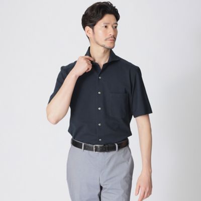 ホリゾンタルカラーコットンニットストライプサッカーシャツ／サマー