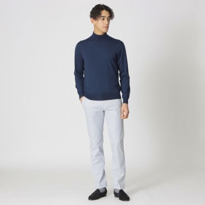 Paul Stuart スポーツパンツ ネイビーとホワイトチェック Adjustable Fit】ウォッシャブルウールトロピカルトラウザーズ