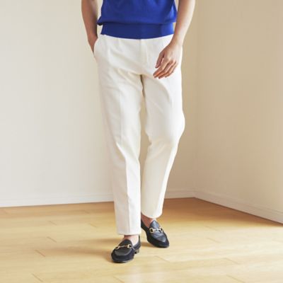 ＜Paul Stuart (Men)＞ストレッチホワイトデニムワンプリーツパンツ／テーパードジーンズ（Ｊ１Ｒ８５１０２＿＿）