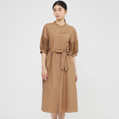 現行販売品✨ Paul Stuart ワンピース ベルト付　 サックシルエット セール】 【ウォッシャブル】バックサテンジョーゼット