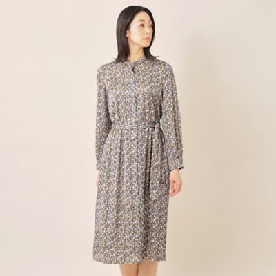 カラーブロックプリント ワンピース【ウォッシャブル