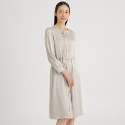 ＜Paul Stuart (Women)＞グロッシーサテンジョーゼット　ワンピース２３ＡＷ【ウォッシャブル】（Ｋ１Ｊ１５２２９＿＿）