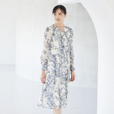 ＜Paul Stuart (Women)＞【ＴＨＥ　ＮＩＫＫＥＩ　ＭＡＧＡＺＩＮＥ　Ａｉ　掲載】ドローイングフラワー　ワンピース【ウォッシャブル】（Ｋ１Ｊ１６１２９＿＿）