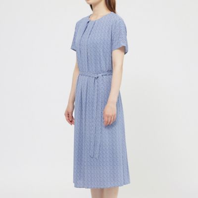 ウォッシャブル】アングルブラッシュプリント ワンピース