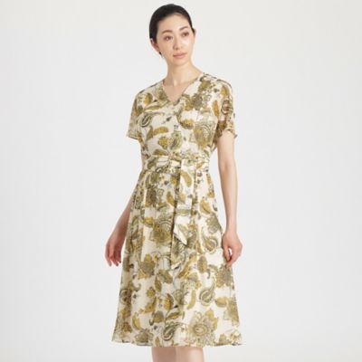 ＜Paul Stuart (Women)＞バティックプリント　カシュクールワンピース【ウォッシャブル】（Ｋ１Ｊ２５１７１＿＿）