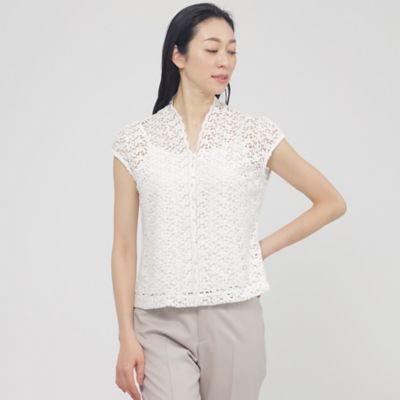 ＜Paul Stuart (Women)＞【Ｐｒｅｃｉｏｕｓ掲載】ローズケミカルレース　ブラウス【ウォッシャブル】（Ｋ１Ｌ１１３２１＿＿）