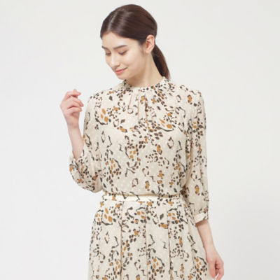 ＜Paul Stuart (Women)＞スクエアジャカードプリント　ブラウス【ウォッシャブル】（Ｋ１Ｌ１４３２９＿＿）