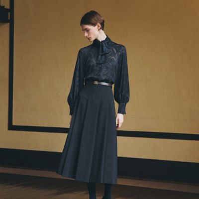 ウォッシャブル】シフォンカットジャカード ブラウス