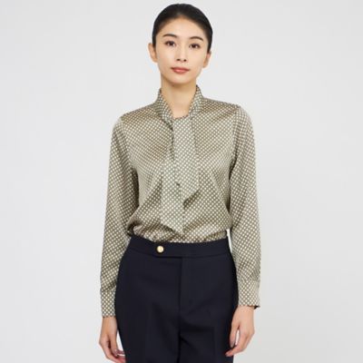 ＜Paul Stuart (Women)＞【Ｎｉｋｋｅｉ　ｍａｇａｚｉｎｅ掲載】【ウォッシャブル】デュアルサークルプリント　ブラウス（Ｋ１Ｌ１５６３９＿＿）