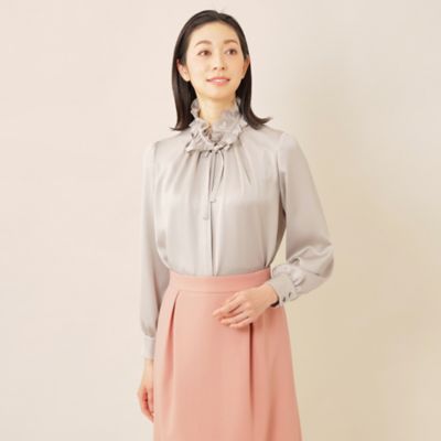 ＜Paul Stuart (Women)＞ハンマーサテン　ブラウス【ウォッシャブル】（Ｋ１Ｌ３１１０２＿＿）