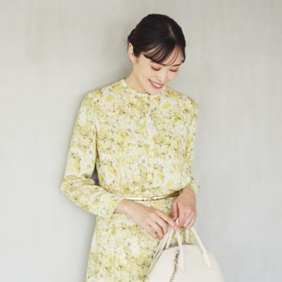 ＜Paul Stuart (Women)＞【ＴＨＥ　ＮＩＫＫＥＩ　ＭＡＧＡＺＩＮＥ　Ａｉ　掲載】マーブルパターンプリント　ブラウス【ウォッシャブル】（Ｋ１Ｌ３６１１３＿＿）