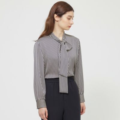 【再入荷】【ウォッシャブル】ソフトサテンストライプ　ブラウス（Ｋ１Ｌ３７４１７＿＿）