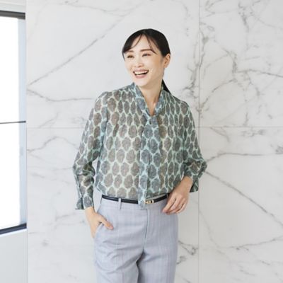 ＜Paul Stuart (Women)＞【ＴＨＥ　ＮＩＫＫＥＩ　ＭＡＧＡＺＩＮＥ　Ａｉ　掲載】フラワーペイズリー　ブラウス【ウォッシャブル】（Ｋ１Ｌ３９１３１＿＿）