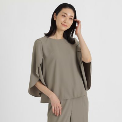 ＜Paul Stuart (Women)＞バックサテンジョーゼット　ブラウス２３ＳＳ【ウォッシャブル】（Ｋ１Ｌ４１１２４＿＿）
