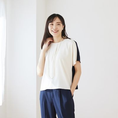 Paul Stuart - 【新品未使用タグ付き】バックサテンジョーゼットフレンチ袖ブラウス バックサテンジョーゼット フレンチ袖ブラウス23SS