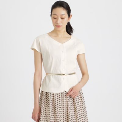 ＜Paul Stuart (Women)＞コットンリネンサッカー　ブラウス【ウォッシャブル】（Ｋ１Ｌ５２１５０＿＿）
