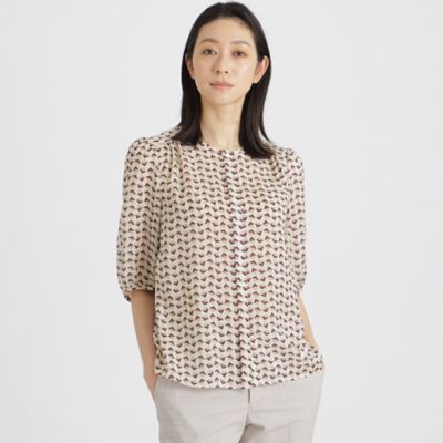 ＜Paul Stuart (Women)＞ドットバリエーションプリント　ブラウス【ウォッシャブル】（Ｋ１Ｌ５３１５１＿＿）