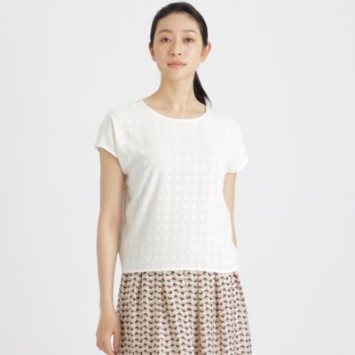 ＜Paul Stuart (Women)＞ウィンドーカットジャカード　カットソーコンビブラウス【ウォッシャブル】（Ｋ１Ｌ５６１５６＿＿）