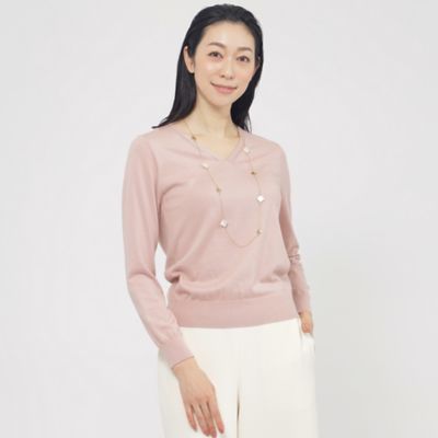 ＜Paul Stuart (Women)＞コットンシルク　Ｖネックプルオーバー【ウォッシャブル】（Ｋ１Ｎ１２３０１＿＿）