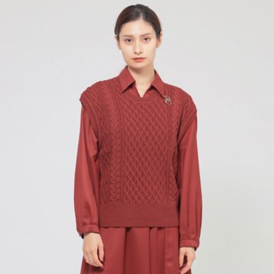 ＜Paul Stuart (Women)＞【ウォッシャブル】アランニット　ジレ（Ｋ１Ｎ１６６２０＿＿）