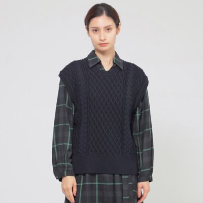 PAULE KAポールカ●袖ボタンデザインリブニット●グレー系 aoi公式オンラインストア(aoi ONLINE STORE)
