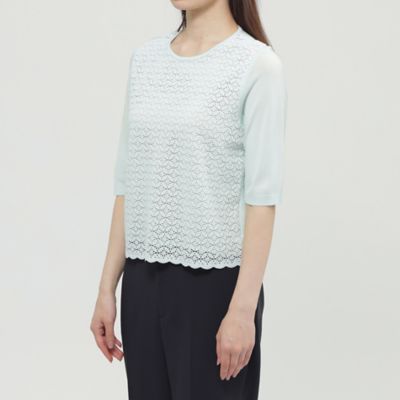 ウォッシャブル】レースコンビニット プルオーバー