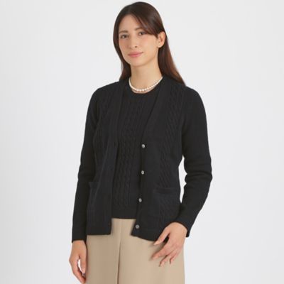 ＜Paul Stuart (Women)＞【Ｐｒｅｃｉｏｕｓ掲載】メリノポリケーブル　カーディガン（Ｋ１Ｎ４９２３０＿＿）