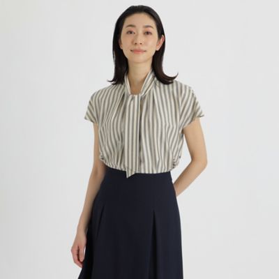 ＜Paul Stuart (Women)＞ハイゲージストライプジャージ　ブラウス２３ＳＳ【ウォッシャブル】（Ｋ１Ｐ２１１６１＿＿）