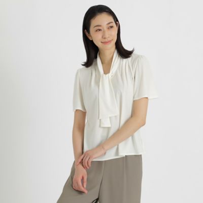 ＜Paul Stuart (Women)＞マイルドドライスムース　ボウタイ付きプルオーバー２３ＳＳ【ウォッシャブル】（Ｋ１Ｐ２２１６７＿＿）