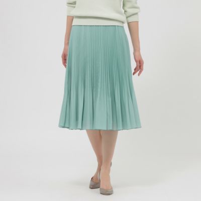 【SALE】Paul Stuart (Women)/ポール・スチュアート スパンローン プリーツスカート24SS(K1S05316__) ミドリ ひざ丈スカート【三越伊勢丹/公式】