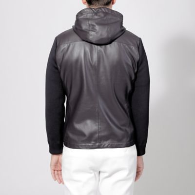 13.7万円⭐️EPOCA UOMO★スリーブコンビレザーブルゾン★本革×ジャージ レザーコンビブルゾン（M1F93210＿＿） | EPOCA UOMO (Men