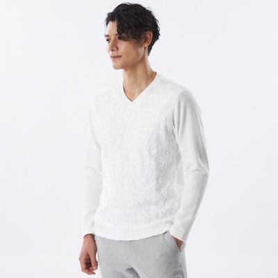 ＜EPOCA UOMO (Men)＞【ＰＲＩＭＡ　ＣＯＬＬＥＣＴＩＯＮ】ストライプベロア刺繍ロングスリーブＴシャツ（Ｍ１Ｐ０２６９５＿＿）