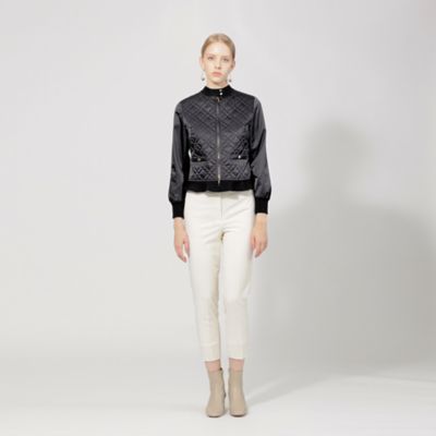 エポカ サテンタフタ ニットコンビブルゾン ネイビー 40