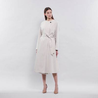 ハイツイストコットンラチネ　ノーカラーラペルコート（Ｍ５Ａ１２５２１＿＿）