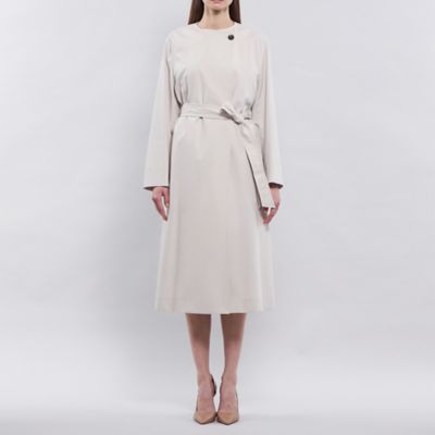 ハイツイストコットンラチネ　ノーカラーラペルコート（Ｍ５Ａ１２５２１＿＿）