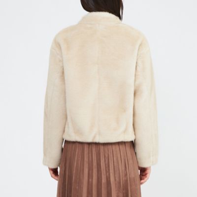 美品♡エポカ カーリーファー ショートコート ブルゾン ノーカラー ボア 40 カーリーファー ショート ブルゾン