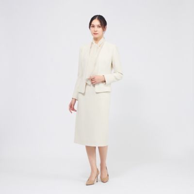 アイボリー ノーカラージャケット コンパクトダブルクロス ノーカラージャケット（M5E01711＿＿